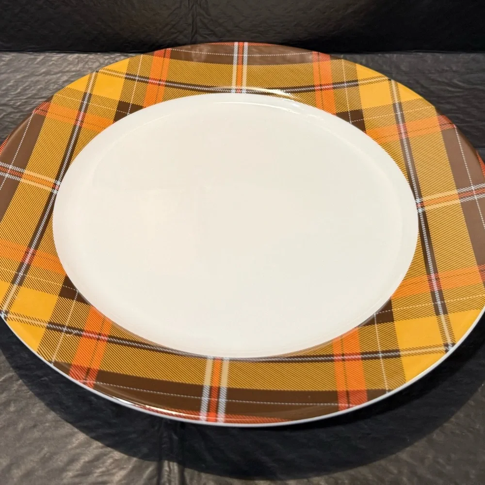 LAST ONE! New Williams Sonoma Autumn/Harvest Plaid Dinner Plate, 10 5/8”